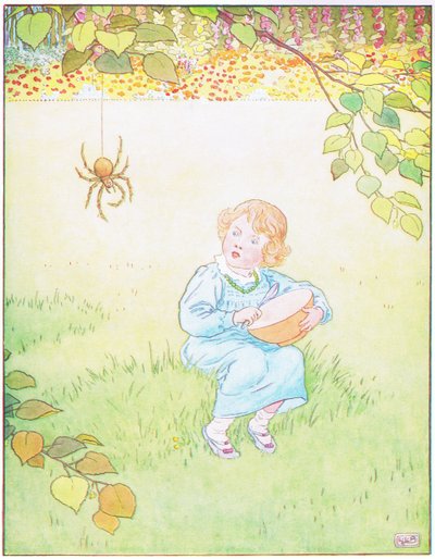 Little Miss Muffett: there came a big spider by Leonard Leslie Brooke